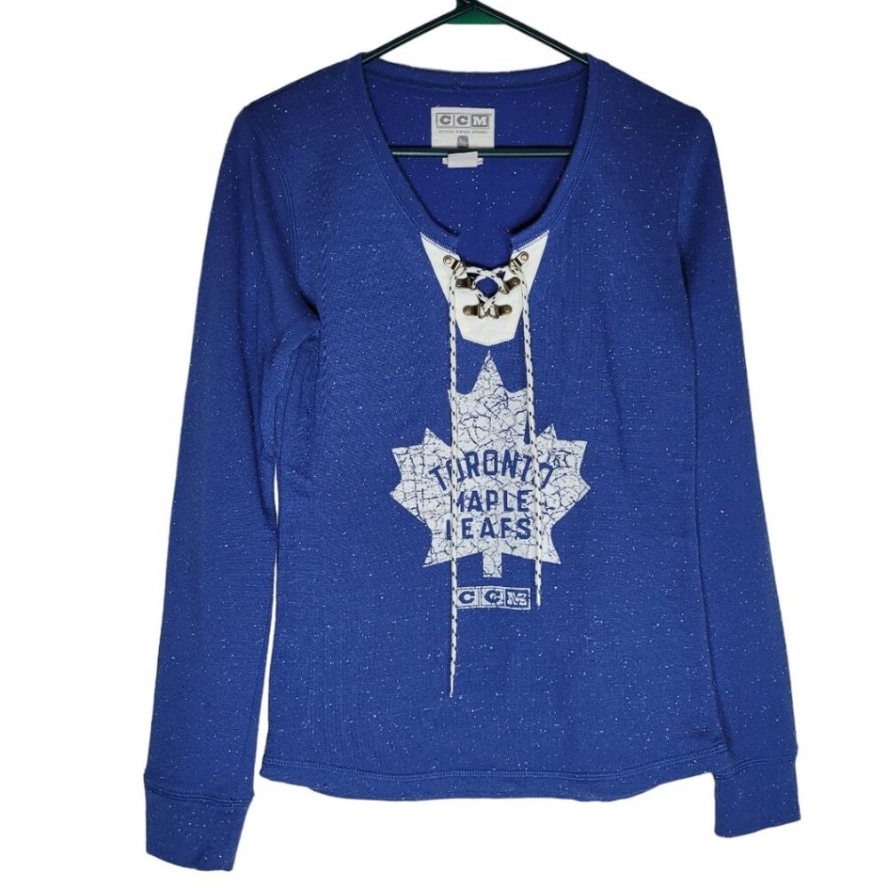 CCM NHL Toronto Maple Leafs Hockey Sweatshirt Lightweight Soft Blue Womens Small